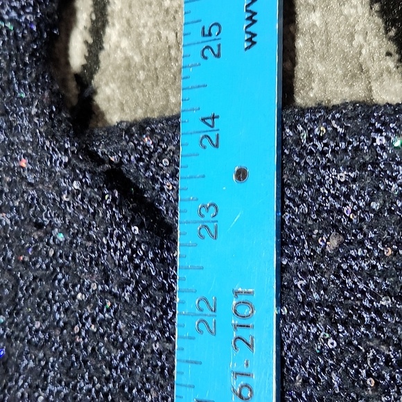 ANA NAVY BLUE IRIDESCENT SEQUINS SHORT SLEEVE SWEATER - Picture 8 of 13
